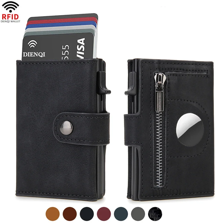 Card Top Loader - Rfid Leather Airtag Men Wallets Luxury